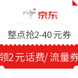 京东 整点抢2-40元券